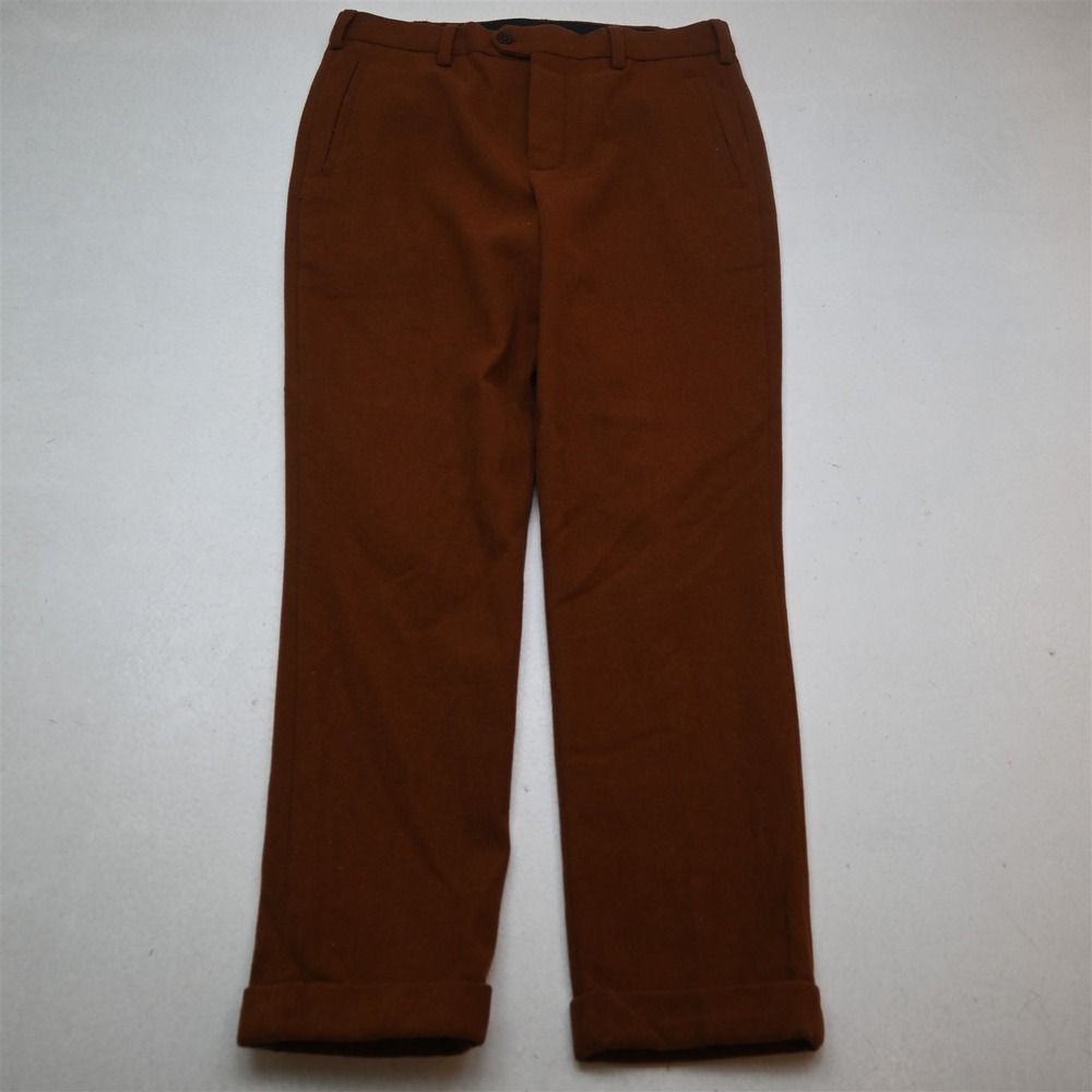 Express‎ 30x32 Orange Wool Flannel Tweed Slim Cuffed Dress Mens Pants